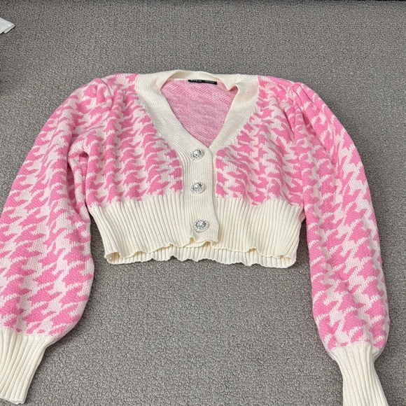 Pink houndstooth cardigan - Picture 1 of 1